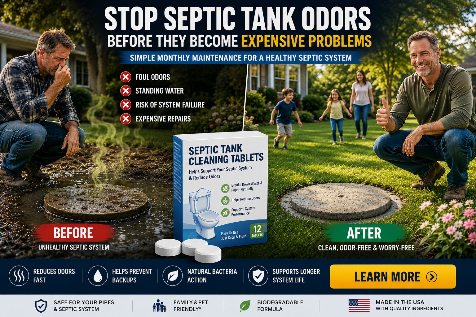 Septic system warning signs infographic